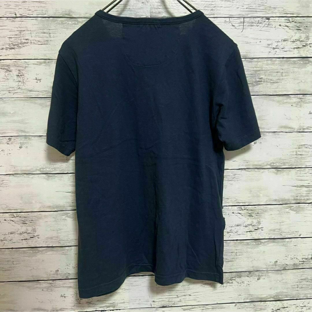 《Velmeille》tシャツ 古着 半袖《M》ストライプ ヘンリーネック レディースのトップス(Tシャツ(半袖/袖なし))の商品写真