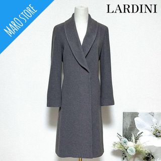 【美品】LARDINI ウール カシミヤ混 ロングコート ショールカラーコート