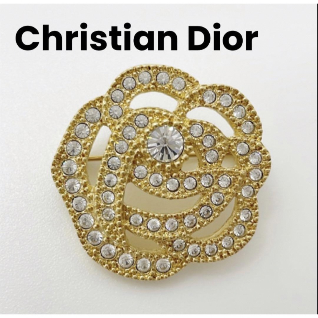 付属品保存箱美品 クリスチャンディオール DIOR ブローチ フラワーモチーフ 箱付き cd