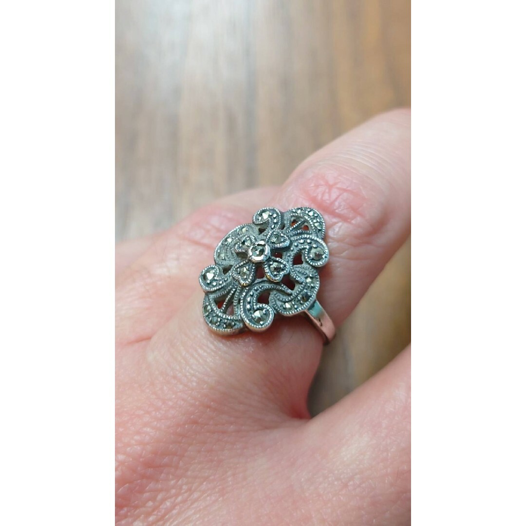 Vintage Silver 925 Marcasite Design Ring メンズのアクセサリー(リング(指輪))の商品写真