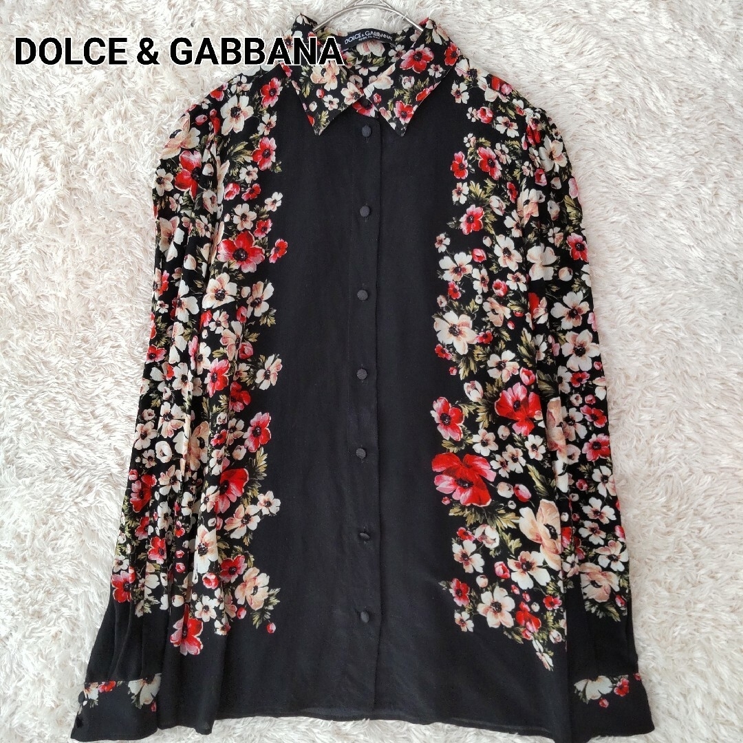 DOLCE&GABBANA - 稀少 ドルチェアンドガッバーナ シルク 花柄 ブラウス