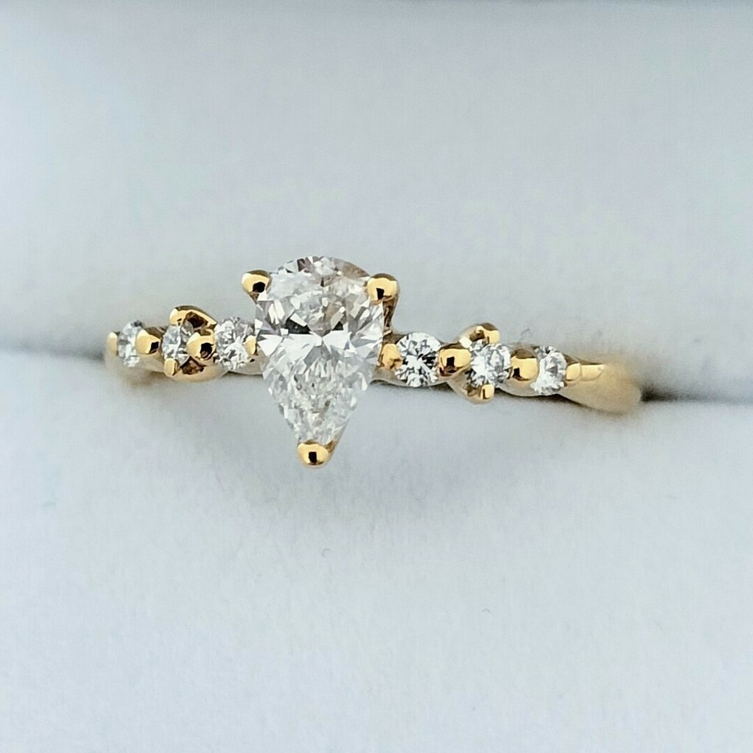 ペアシェイプカット ダイヤモンド リング K18YG 0.477ct D SI2 レディースのアクセサリー(リング(指輪))の商品写真