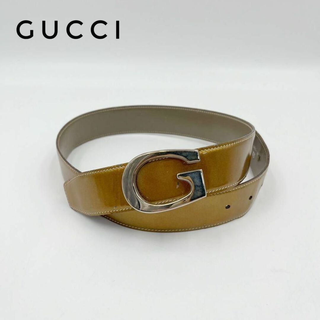 の正規 ☆美品☆GUCCI ベルト メンズ ベージュ ゴールド