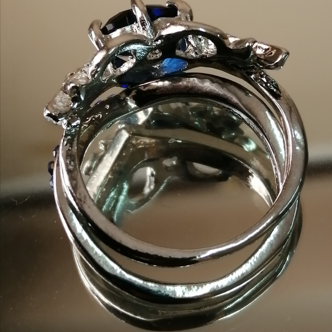 【SALE】リング レディース ブルー アクセサリーハート 指輪 18号 レディースのアクセサリー(リング(指輪))の商品写真
