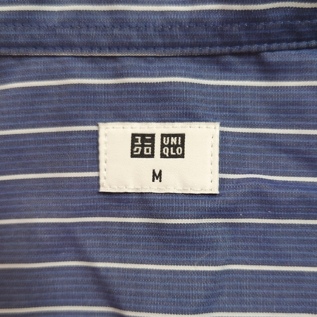 UNIQLO(ユニクロ)のUNIQLO ユニクロ メンズ ストライプ シャツ 青 ブルー 白 ホワイト M メンズのトップス(シャツ)の商品写真