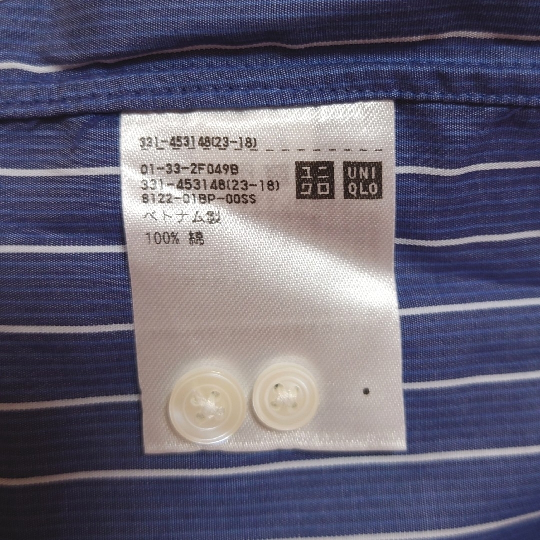 UNIQLO(ユニクロ)のUNIQLO ユニクロ メンズ ストライプ シャツ 青 ブルー 白 ホワイト M メンズのトップス(シャツ)の商品写真