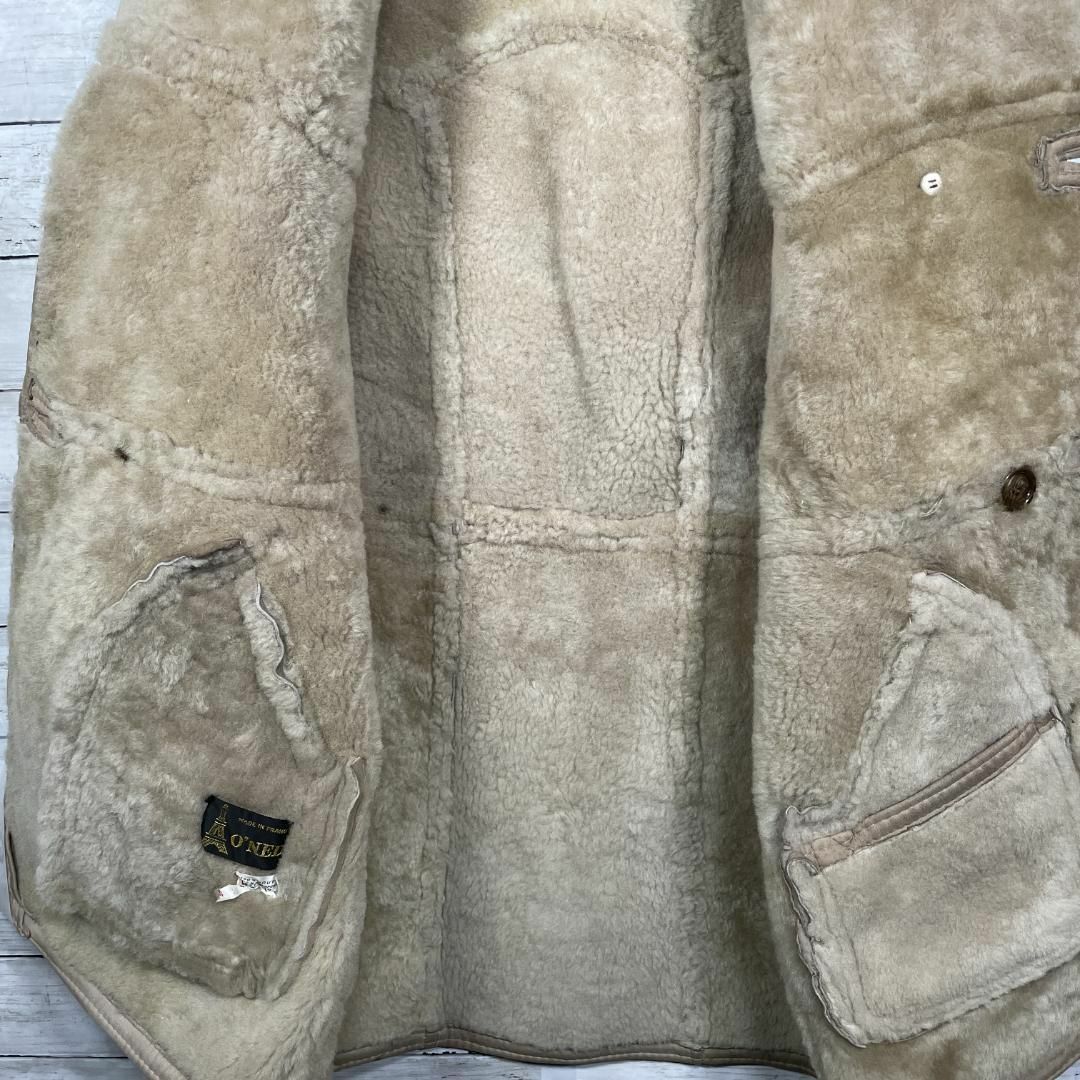 仏製 ムートンコート 羊毛 ジャケットコート ユーロ古着 メンズ 54Y