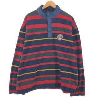 トミーヒルフィガー(TOMMY HILFIGER)の古着 90年代 トミーヒルフィガー TOMMY HILFIGER ボーダー柄 ハーフスナップ フリースプルオーバー メンズXL ヴィンテージ /eaa389865(その他)