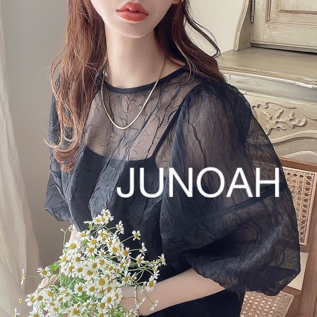 JUNOAH(ジュノア)のJUNOAH ワッシャーシアー2wayリボンブラウス レディースのトップス(シャツ/ブラウス(半袖/袖なし))の商品写真