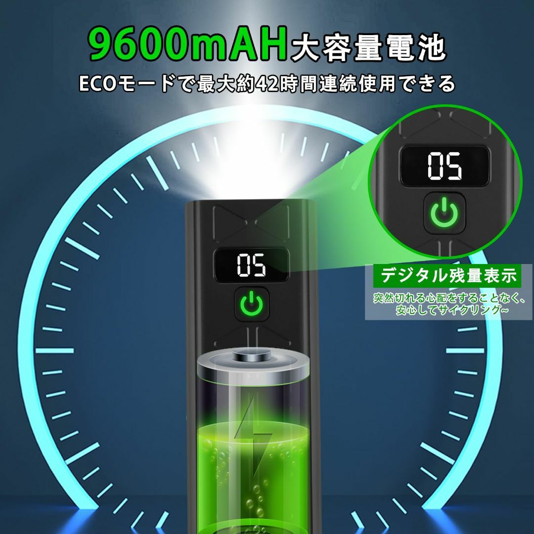 LIXADA 8LED 自転車ライト 大容量9600mAH 8つ電球 5つモード自転車