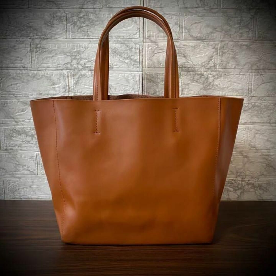 イタリアンレザー トートバッグ ブラウン バッグインバッグ付 本革　牛革 メンズのバッグ(トートバッグ)の商品写真