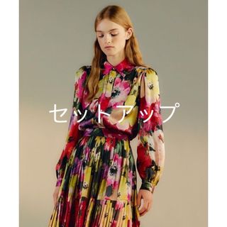 ダブルスタンダードクロージング(DOUBLE STANDARD CLOTHING)のフラワープリントサテンブラウス スカート(シャツ/ブラウス(長袖/七分))