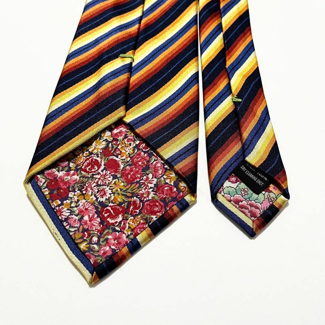 Paul Smith(ポールスミス)の【美品】ポールスミス ネクタイ マルチストライプ柄 裏地花柄 マルチカラー メンズのファッション小物(ネクタイ)の商品写真