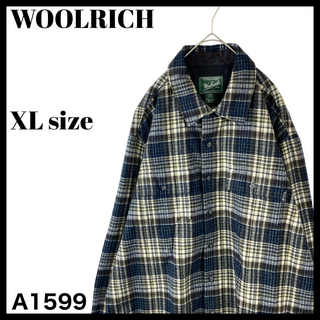 ウールリッチ(WOOLRICH)の秋冬 ウールリッチ ヘビーウェイト ネルシャツ 紺 茶色 厚手 チェック XL(シャツ)