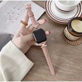 アップルウォッチ(Apple Watch)のAppleWatch レザー バンド 42/44/45mm アプリコット+ローズ(腕時計)