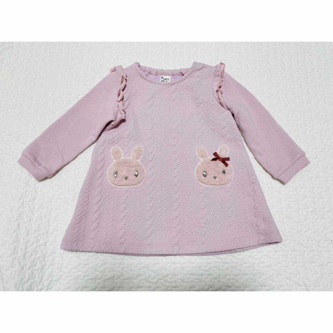 mezzo piano(メゾピアノ)の新品　ピューピルハウス　うさぎケーブルワンピース キッズ/ベビー/マタニティのキッズ服女の子用(90cm~)(ワンピース)の商品写真