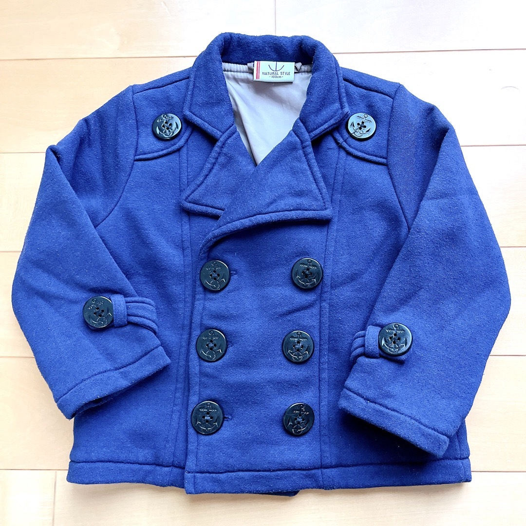 キッズ　ピーコート　ネイビー　100 アウター　オシャレ　可愛い　着回し　春 キッズ/ベビー/マタニティのキッズ服男の子用(90cm~)(コート)の商品写真