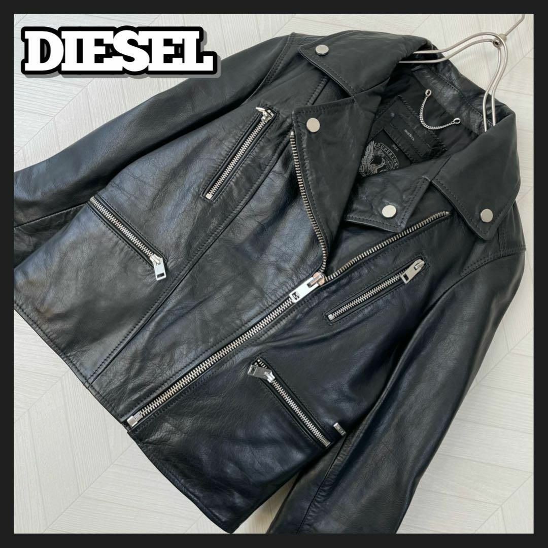 Mショップ古着その他の長袖→極美品 DIESEL レザージャケット ライダース ダブル 水牛革 レディース