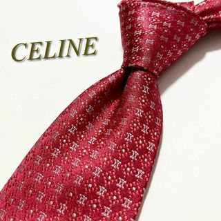 セリーヌ(celine)の【美品】セリーヌ ネクタイ 総マカダム柄 トリオンフ シルク イタリア製(ネクタイ)