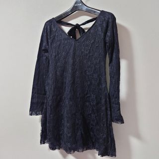 ユメテンボウ(夢展望)のU062*Used!!夢展望/YUMETENBO★総レース両Ｖ長袖ワンピース☆Ｍ(ひざ丈ワンピース)