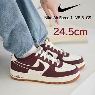 ナイキ(NIKE)の【新品】24.5cm ナイキ エア フォース1 LV8 3 GS ナイトマルーン(スニーカー)