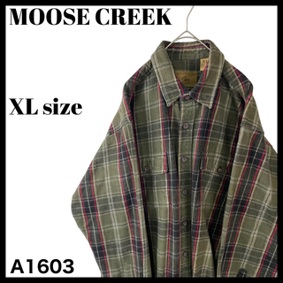 MOOSE CREEK ヘビーウェイト ネルシャツ カーキ チェック XL 厚手(シャツ)