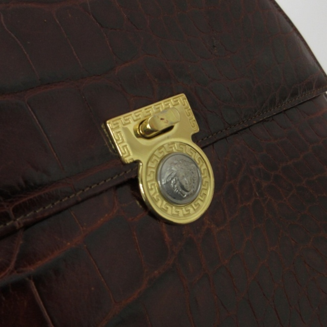 Gianni Versace(ジャンニヴェルサーチ)のジャンニヴェルサーチ レザー ハンドバッグ メデューサロゴ 茶 ■GY11 レディースのバッグ(ハンドバッグ)の商品写真