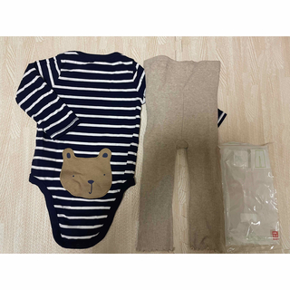 ベビーギャップ(babyGAP)の【未使用】baby GAP♡くまさんロンパース＆ユニクロ ニットレギンス(ロンパース)