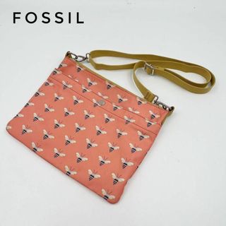 フォッシル(FOSSIL)の☆美品☆FOSSIL ポシェット サコッシュ ショルダーバッグ オレンジ ハチ柄(ショルダーバッグ)