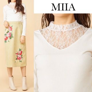 ミーア(MIIA)のミーア レース ドッキング リブ カットソー(カットソー(長袖/七分))