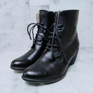 リゲッタ(Re:getA)の【美品】 リゲッタ レースアップ ショートブーツ Ｌサイズ ブラック(ブーツ)