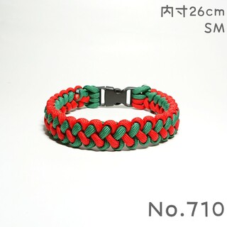 首輪 内寸26cm 赤＆緑 クリスマスカラー 腕輪 ブレスレット パラコード(リード/首輪)