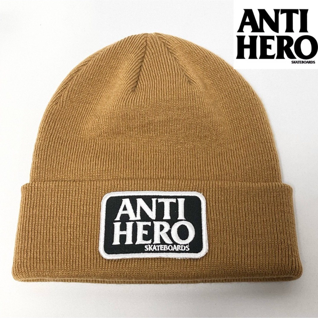 ANTIHERO(アンチヒーロー)の【新品】ANTI HERO アンチヒーロー BIGロゴワッペン付きニットキャップ メンズの帽子(ニット帽/ビーニー)の商品写真