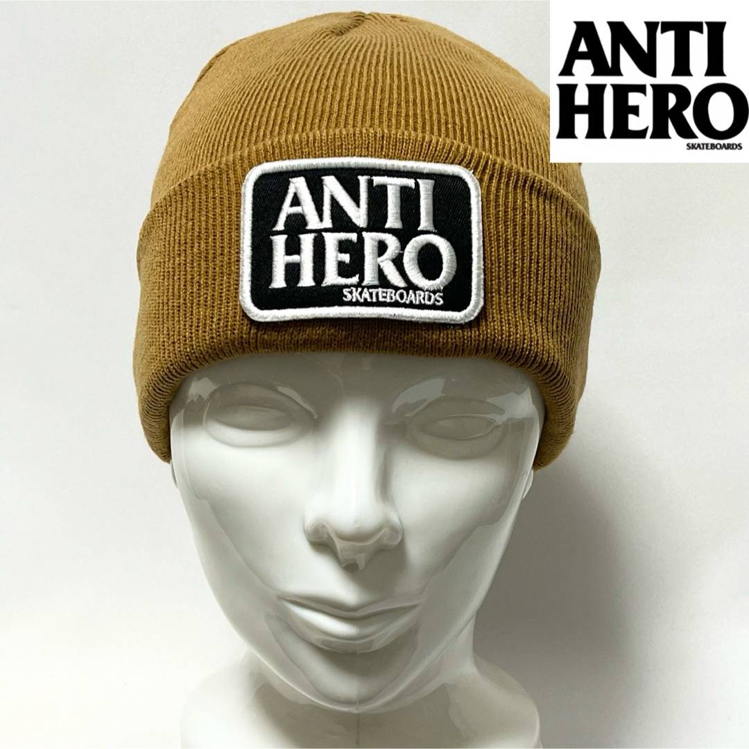 ANTIHERO(アンチヒーロー)の【新品】ANTI HERO アンチヒーロー BIGロゴワッペン付きニットキャップ メンズの帽子(ニット帽/ビーニー)の商品写真