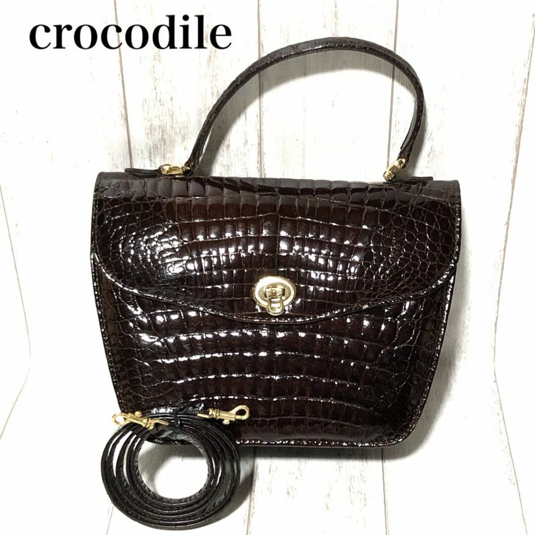 シャイニー クロコダイル 2WAYハンドバッグ/CROCODILE/ワニ革レディース