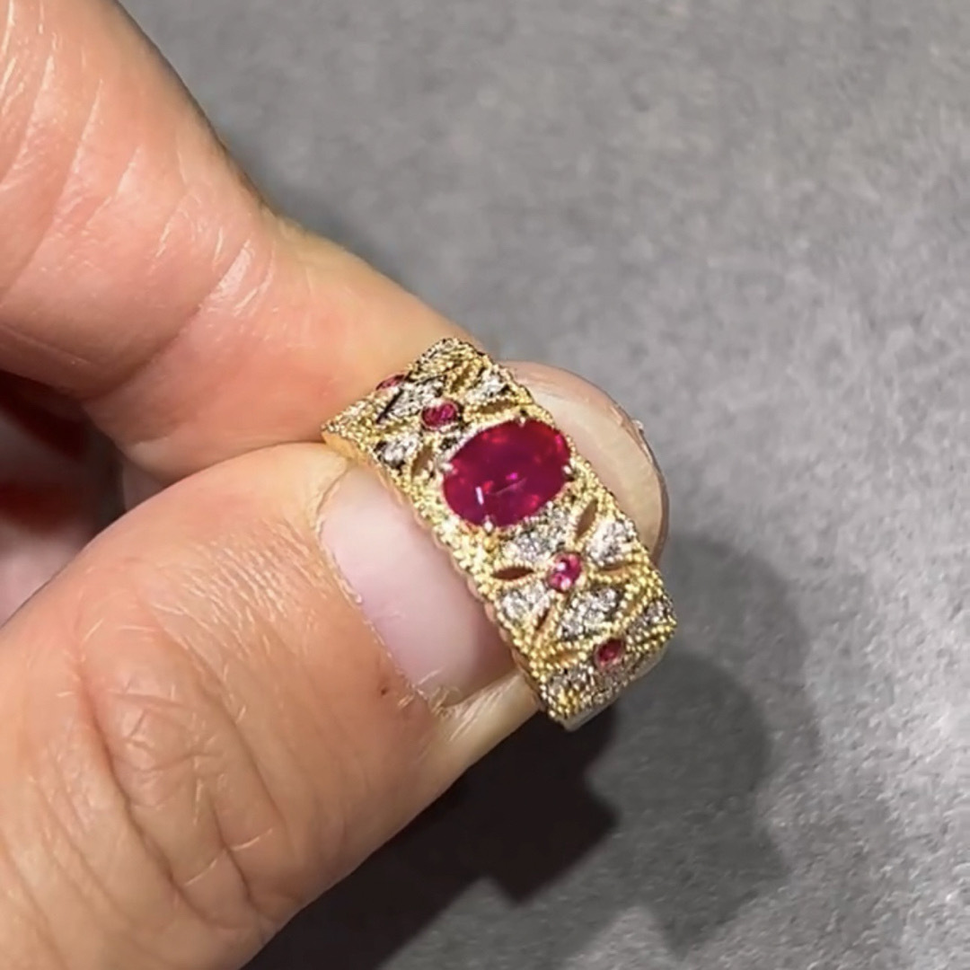 天然 ルビー ダイヤモンド リング 1.3ct k18 ¥の通販 by Rui｜ラクマ