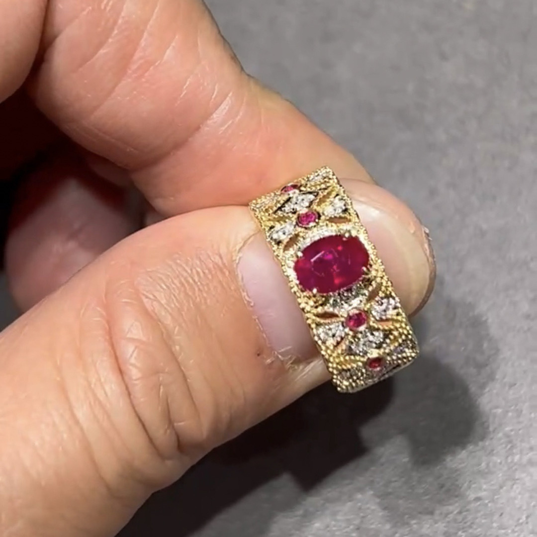 天然 ルビー ダイヤモンド リング 1.3ct k18 ¥の通販 by Rui｜ラクマ