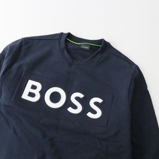 ボス(BOSS)のボス BOSS コットン ロゴプリント 裏毛プルオーバー S/ネイビー トップス【2400013644440】(トレーナー/スウェット)