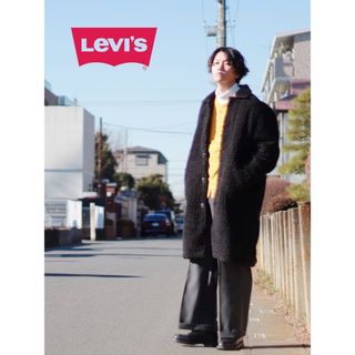 リーバイス(Levi's)の希少★LEVI'S® リーバイス ボアロングコート ブラック サイズL マキシ丈(ステンカラーコート)