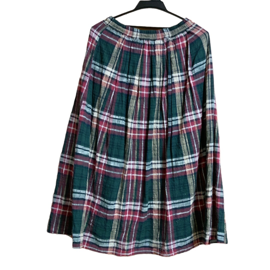 OMNES(オムネス)のコットン100％タータンチェック柄ロングスカート  ウエストゴム  綿100％ レディースのスカート(ロングスカート)の商品写真