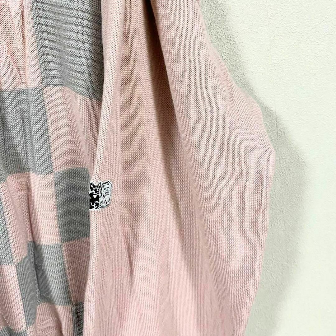 natuRAL vintage(ナチュラルヴィンテージ)のデザインニット セーター 太アーム アニマル刺繍 ウール バイカラー LL メンズのトップス(ニット/セーター)の商品写真