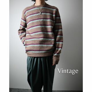アートヴィンテージ(ART VINTAGE)の【vintage】マルチカラー ボーダー ウール ニット セーター USA製(ニット/セーター)