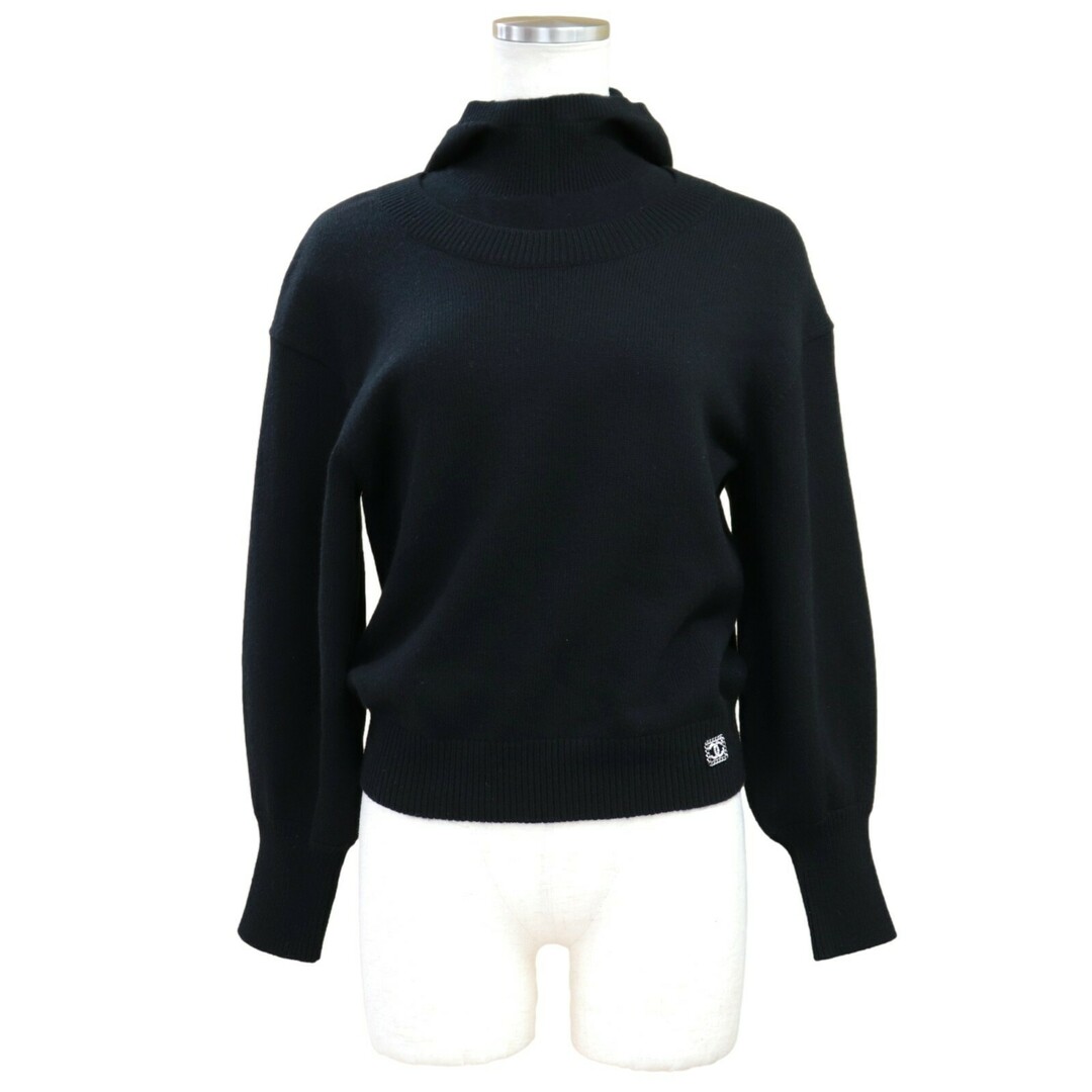 CHANEL - 美品 シャネル P71 レイヤード ニット フーディ レディース 黒 36 プルオーバー パーカー カシミヤ ココマークビジュー CHANEL