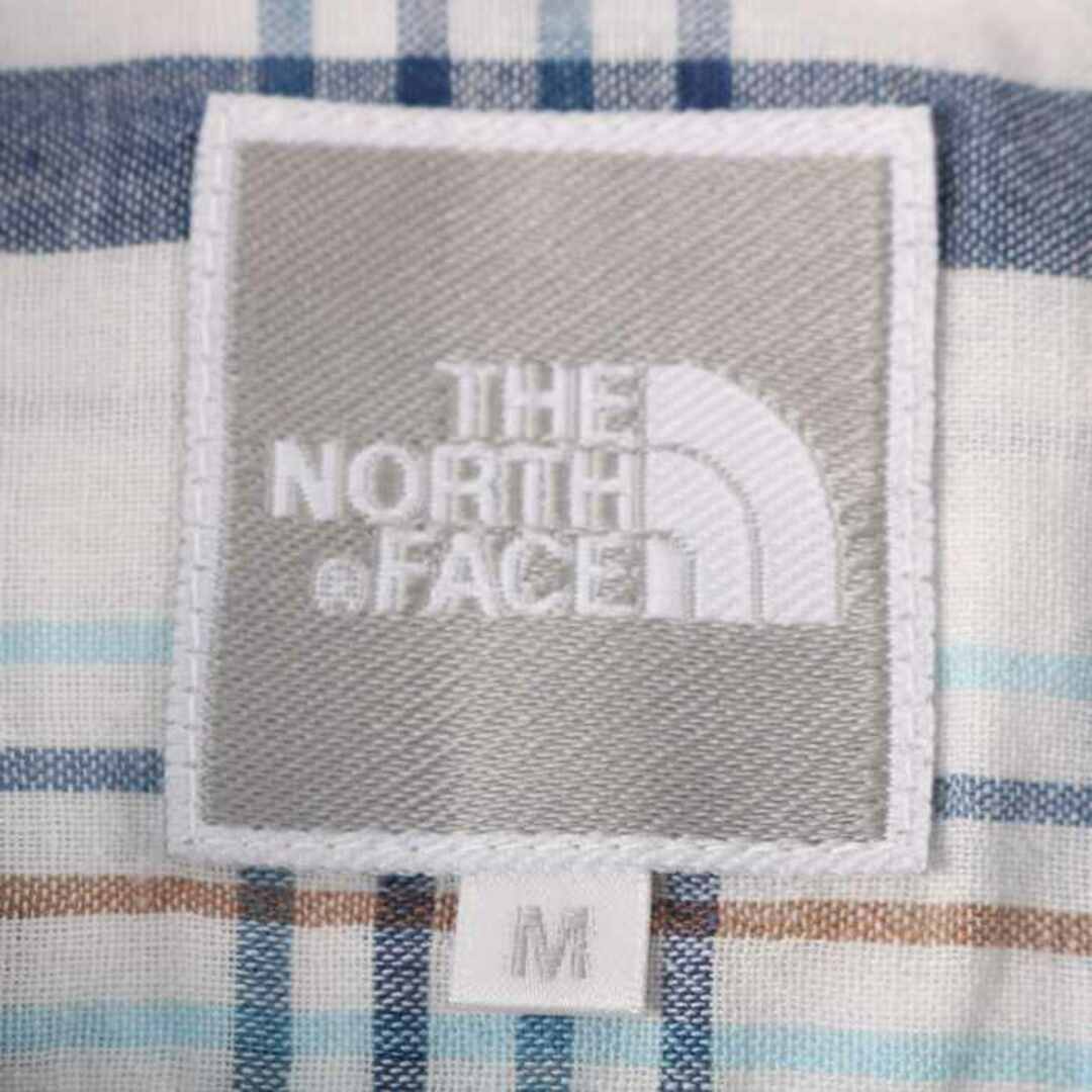 THE NORTH FACE(ザノースフェイス)のザ・ノースフェイス シャツ 長袖 チェック柄 リネン混 トップス レディース Mサイズ ブルー THE NORTH FACE レディースのトップス(シャツ/ブラウス(長袖/七分))の商品写真