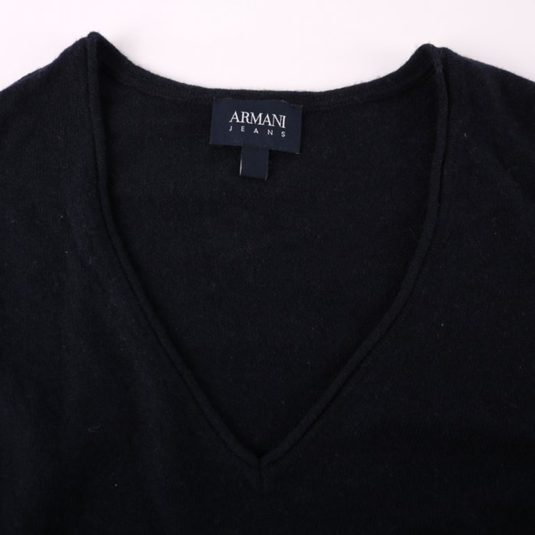 ARMANI JEANS(アルマーニジーンズ)のアルマーニ・ジーンズ Tシャツ 長袖 Vネック ウール混 トップス メンズ 40サイズ ネイビー ARMANI JEANS メンズのトップス(Tシャツ/カットソー(七分/長袖))の商品写真