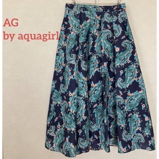 エージーバイアクアガール(AG by aquagirl)のAG by aquagirl ワールド フレアー ロングスカート 紺 M(ロングスカート)