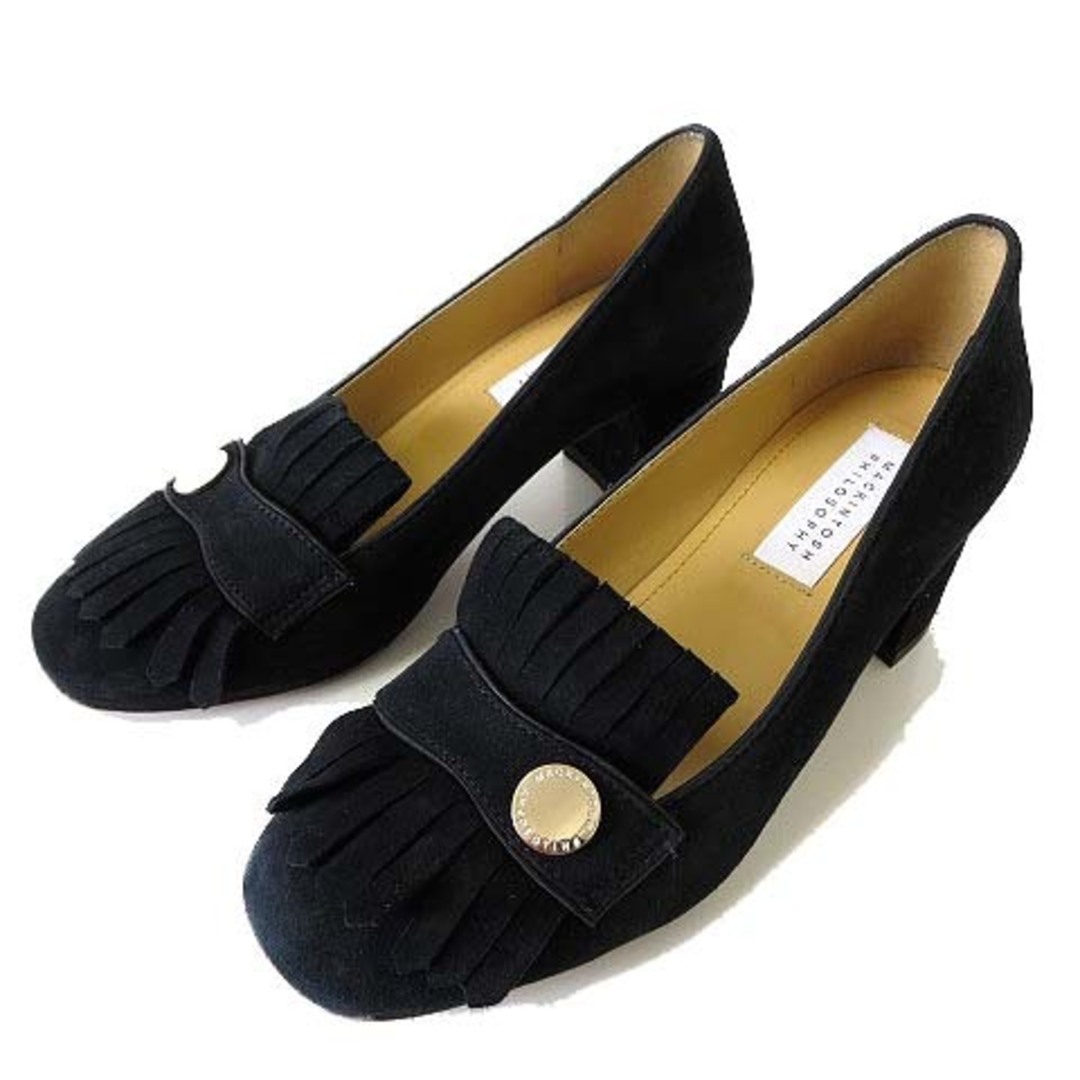 MACKINTOSH PHILOSOPHY(マッキントッシュフィロソフィー)のマッキントッシュ パンプス フリンジ スエード レザー 23cm 黒 ブラック レディースの靴/シューズ(ハイヒール/パンプス)の商品写真