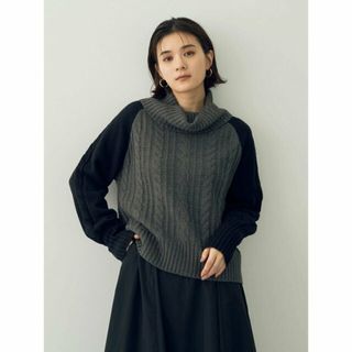 イェッカヴェッカ(YECCA VECCA)の【チャコールグレー】ケーブルタートルネックニット(ニット/セーター)