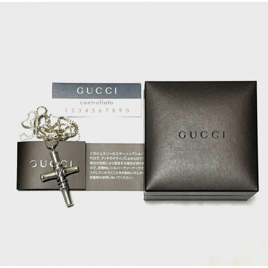 Gucci(グッチ)のGUCCIグッチBambooクロスSILVER 925ネックレス メンズのアクセサリー(ネックレス)の商品写真