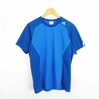 アディダス(adidas)のアディダス Tシャツ 半袖 クルーネック 切替 ロゴL ブルー スポーツウェア(その他)